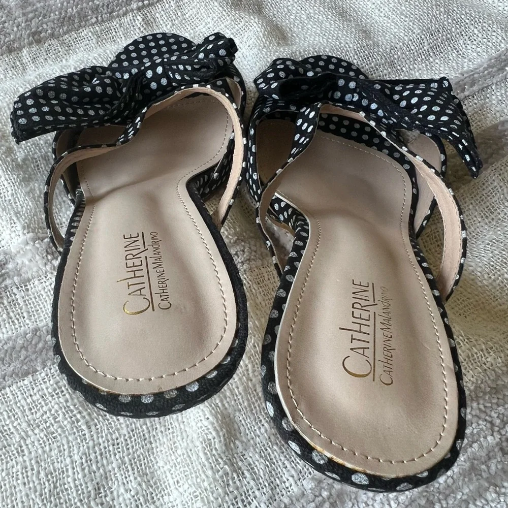 Catherine Malandrindo black and white polka dot sandals. - Picture 6 of 7